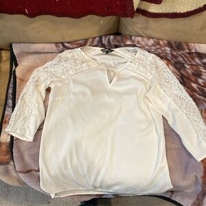 Express off white size small business/blouse shirt lace sleeves good condition,